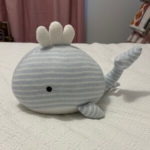 Striped Blue and White Whale Heating Pad